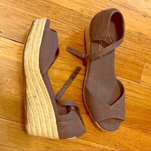 Toms linen woven midsole platform wedge